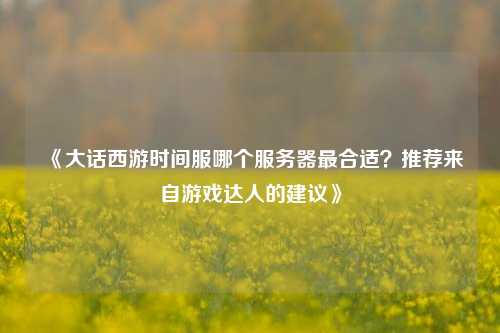 《大話西游時間服哪個服務(wù)器最合適？推薦來自游戲達(dá)人的建議》