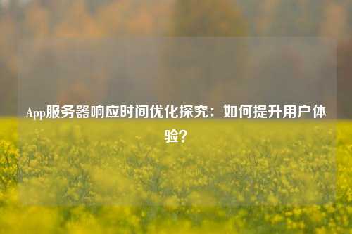 App服務(wù)器響應(yīng)時(shí)間優(yōu)化探究：如何提升用戶體驗(yàn)？